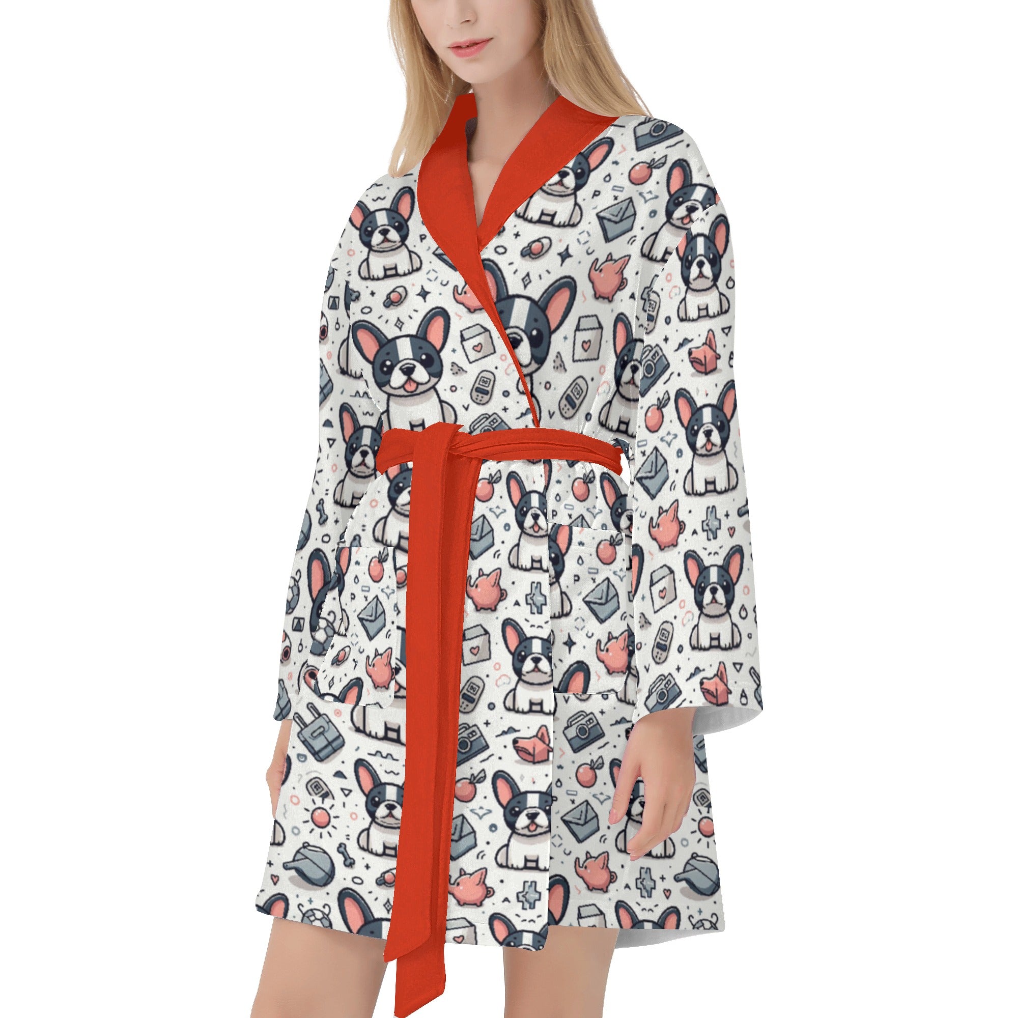 French Bulldog Lover Stella Women Bathrobe Stylish Daily Item