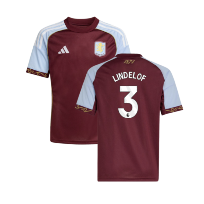 Performance 2025-2026 Aston Villa Home Shirt Kids Lindelof 3