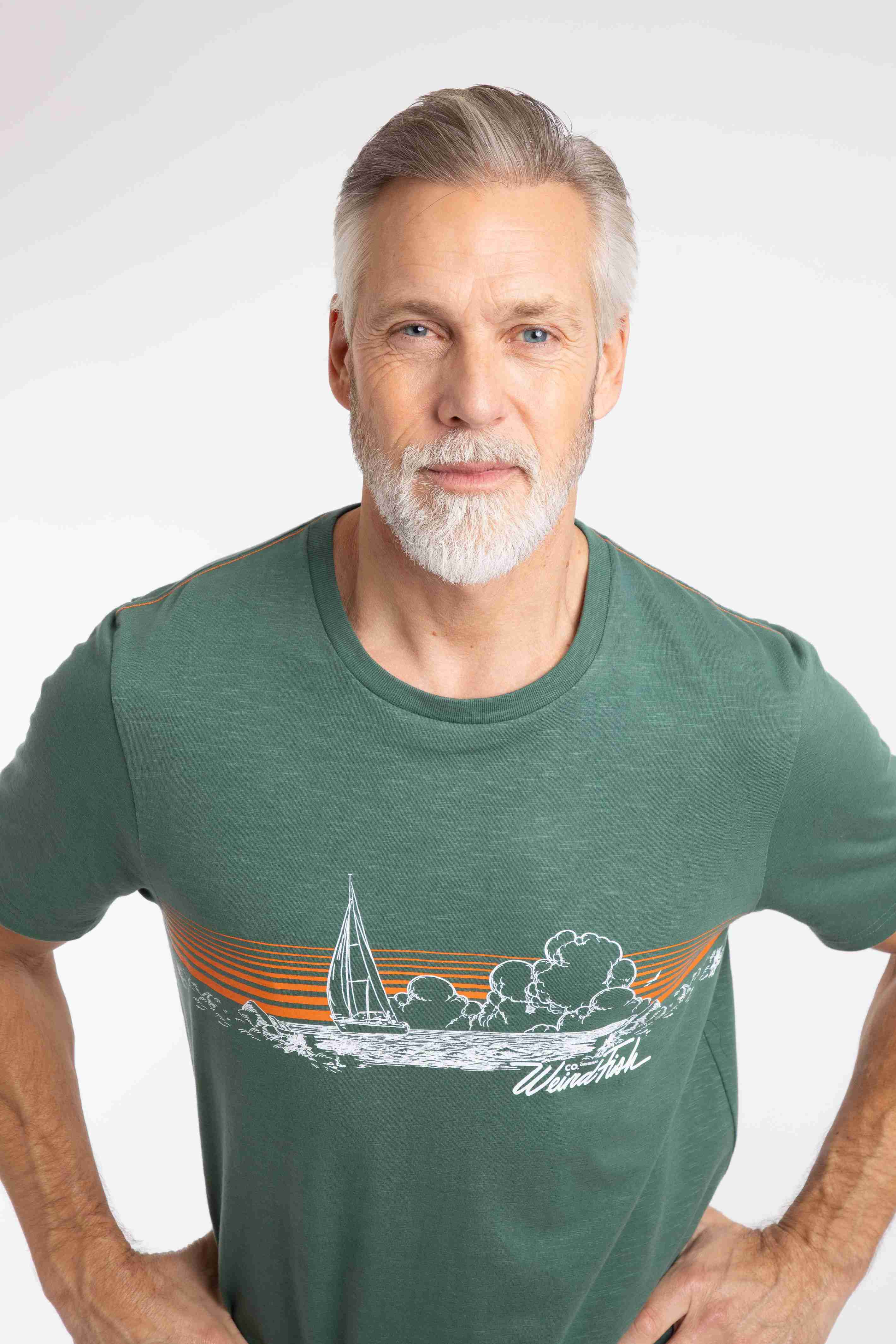 Nautical Sky Front Print Graphic T-Shirt Dusky Green