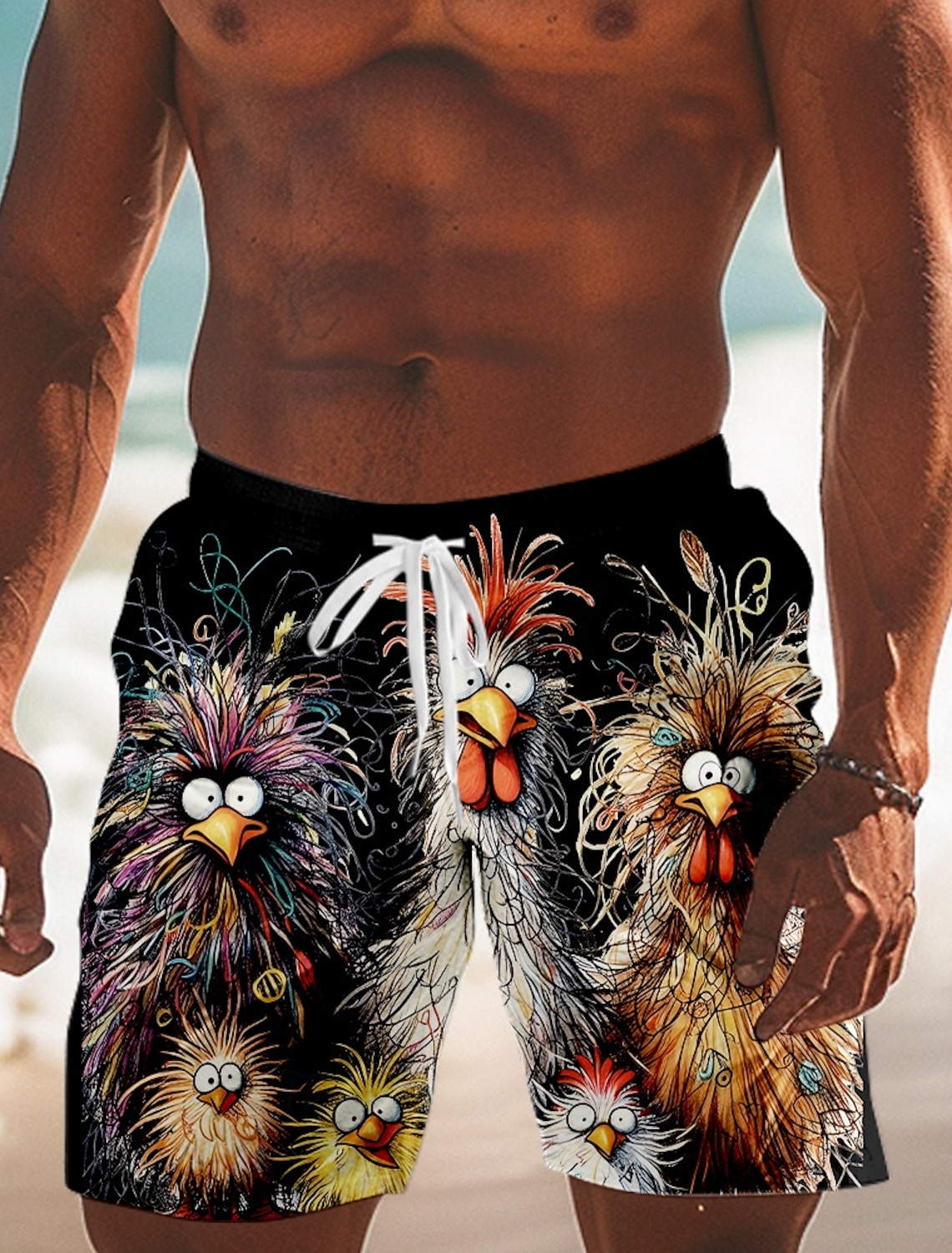 Men's Animal Chick Board Shorts Swimming Trunks Shorts Mid Waist Fashion Streetwear Designer Casual Daily Streetwear Drawstring Pocket Elastic Waist Designer Clothing Apparel