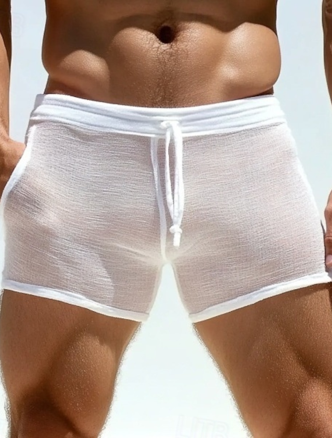 Men's 1 PCS Boxer Shorts Drawstring 5% Spandex Polyester Soft Comfortable Breathable Plain Mid Rise White