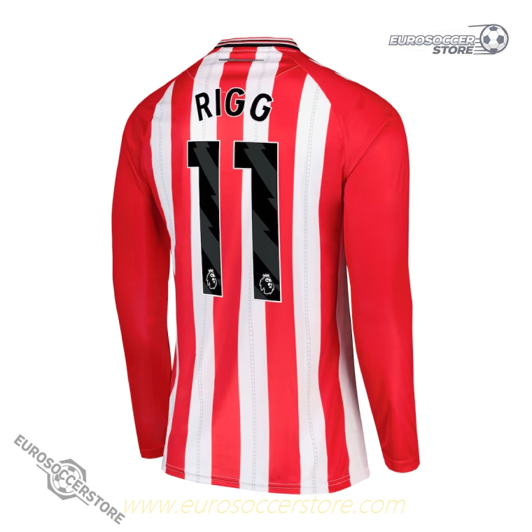 Sunderland's 25-26 Home Long Sleeve Jersey featuring RIGG 11