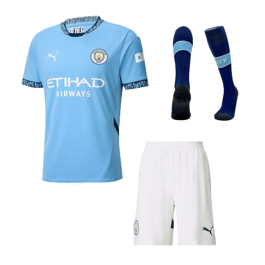 Manchester City Home Soccer Jersey Kit(Jersey+Shorts+Socks) 2024/25Aut