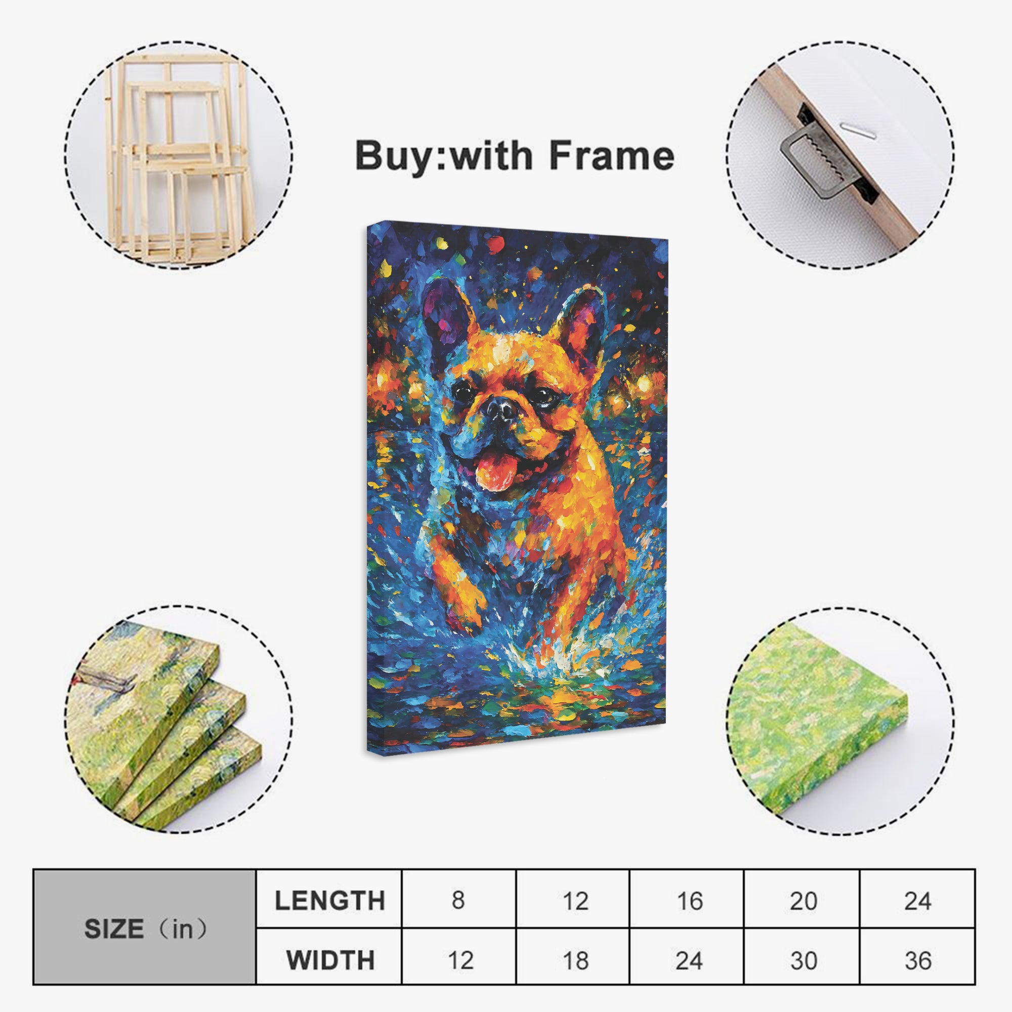 Stormi - Durable Vertical Canvas Painting Frenchie Themed Wear