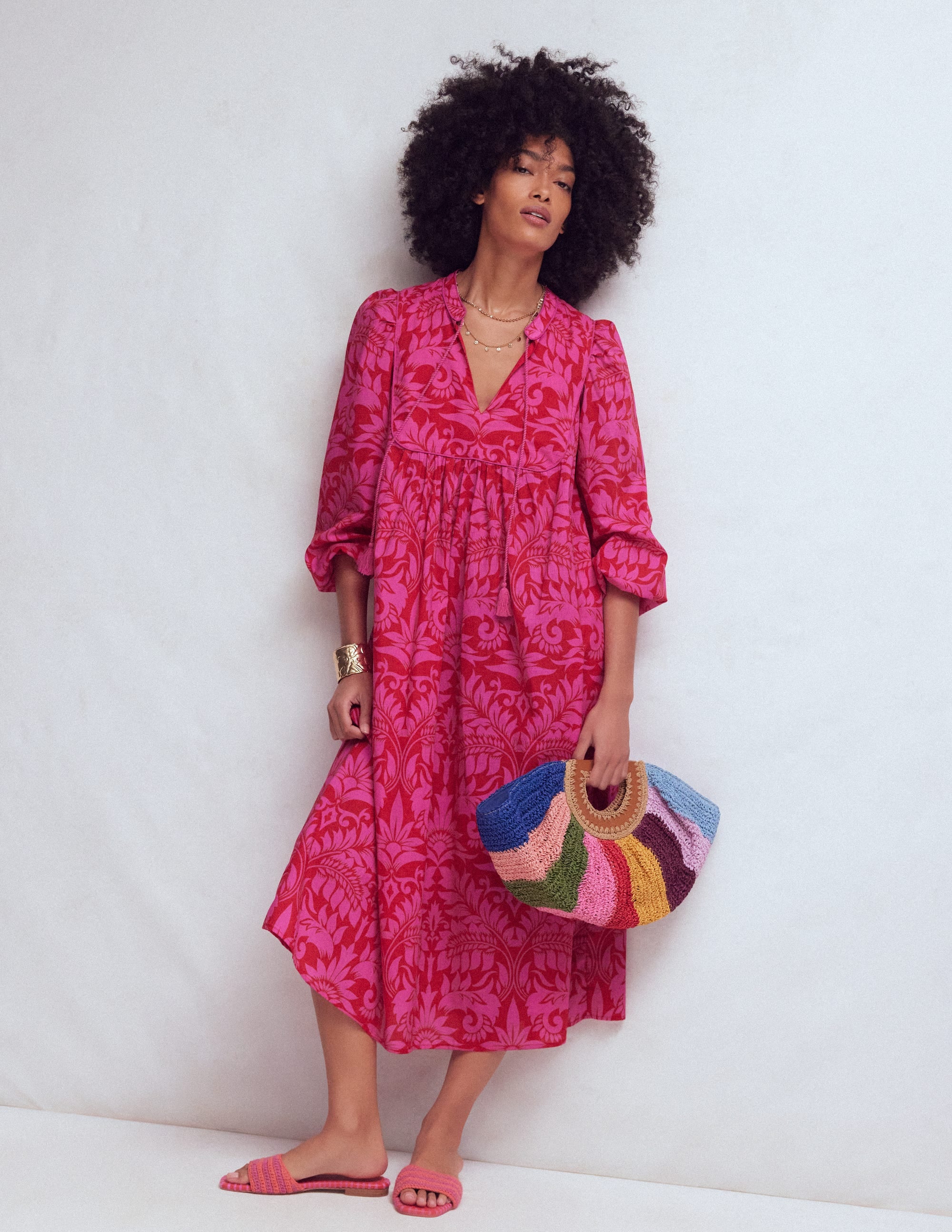 Boho Tie Neck Kaftan