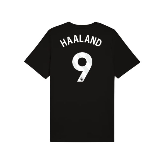 classic 2025-2026 Man City FtblESS Tee (Black) (Haaland 9)