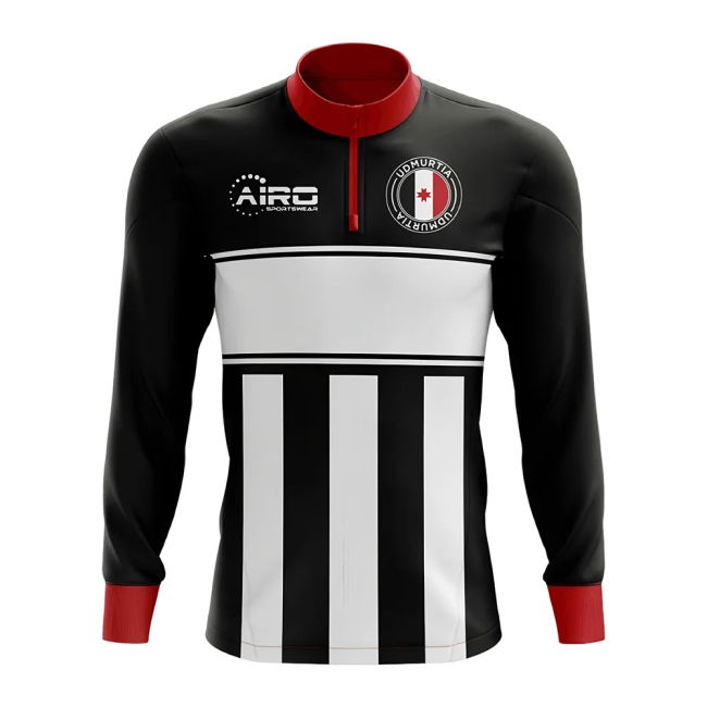Soccer Udmurtia Concept Football Half Zip Midlayer Top (Black-White)