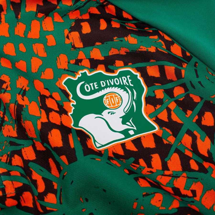 Ivory Coast Training Shirt Pre Match 1/4 Zip World Cup 2026 - Sport Green/Brown