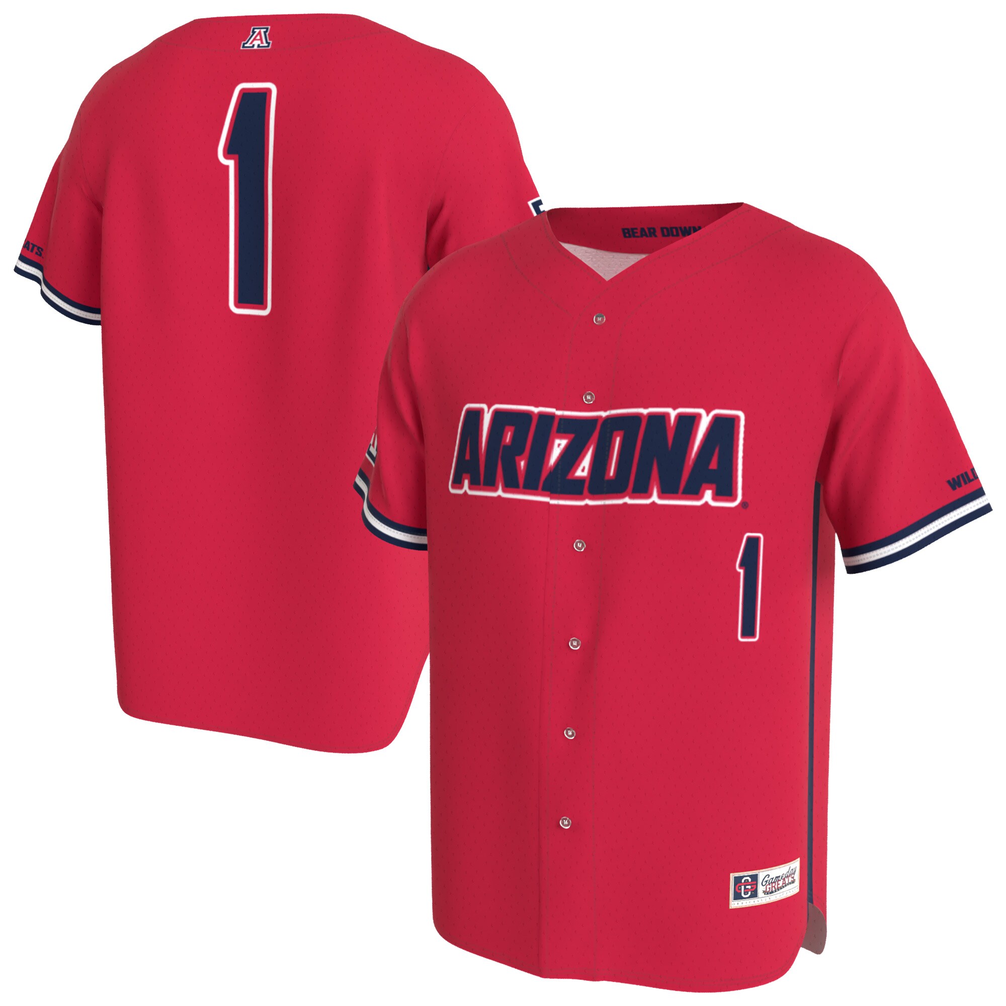 [DDG] Arizona Wildcats GameDay Greats Unisex Lightweight Collegiate Baseball Fashion Jersey - Red