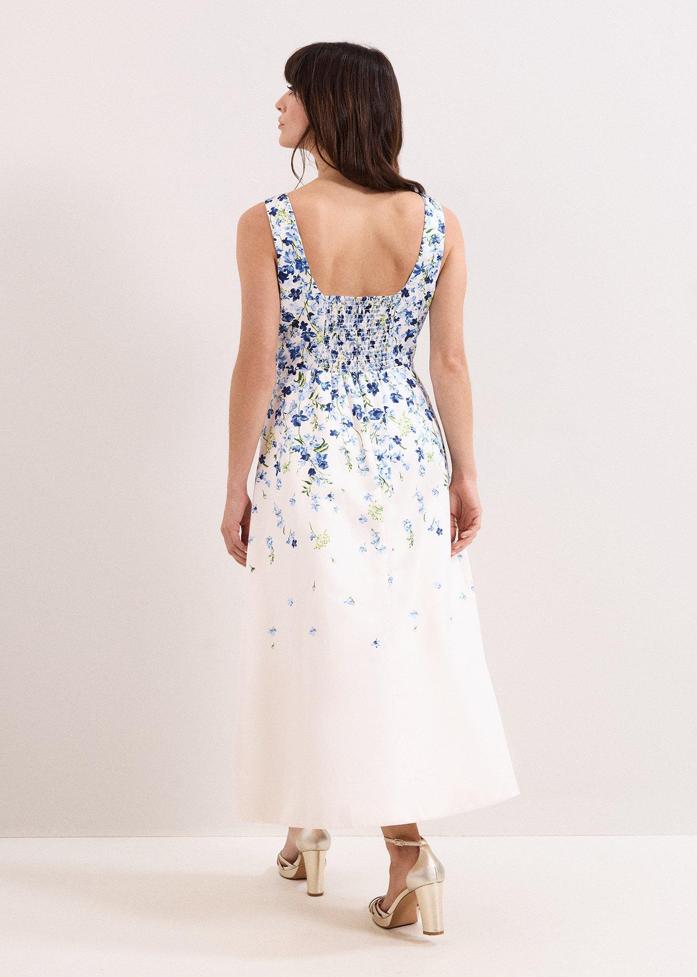 Orla Cream Satin Floral Midi Dress