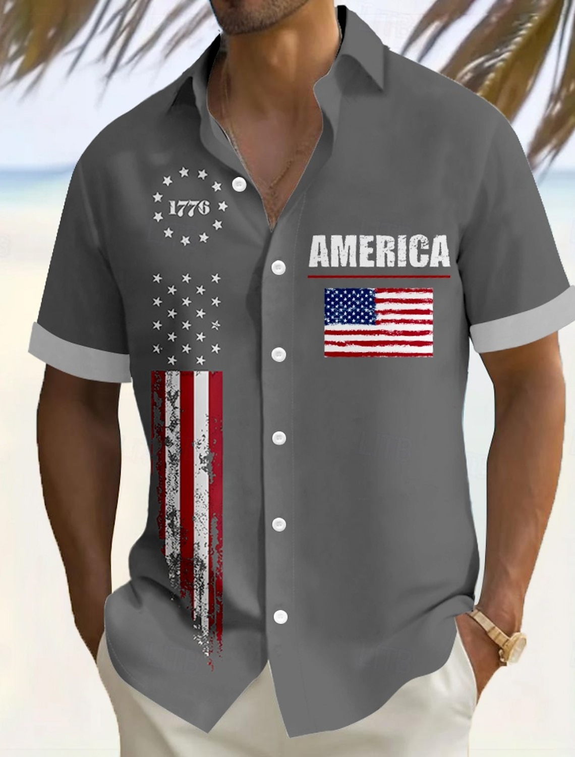 Independence Day Men's American US Flag Patriotic 1776 Shirt Summer Shirt Button Up Shirt Short Sleeve Fashion Casual Outdoor Vacation Dailywear Summer Turndown 3D Print