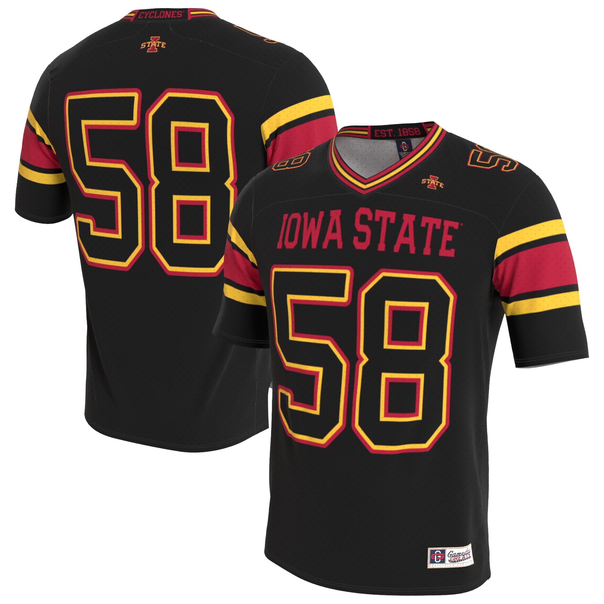 Iowa State Cyclones GameDay Greats Unisex Lightweight Collegiate Football Blackout Fashion Jersey