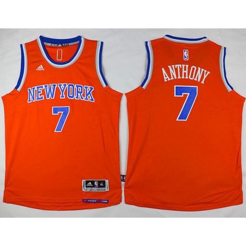 Top-Grade Men's NY Knicks #7 Carmelo Orange Basketball Jersey