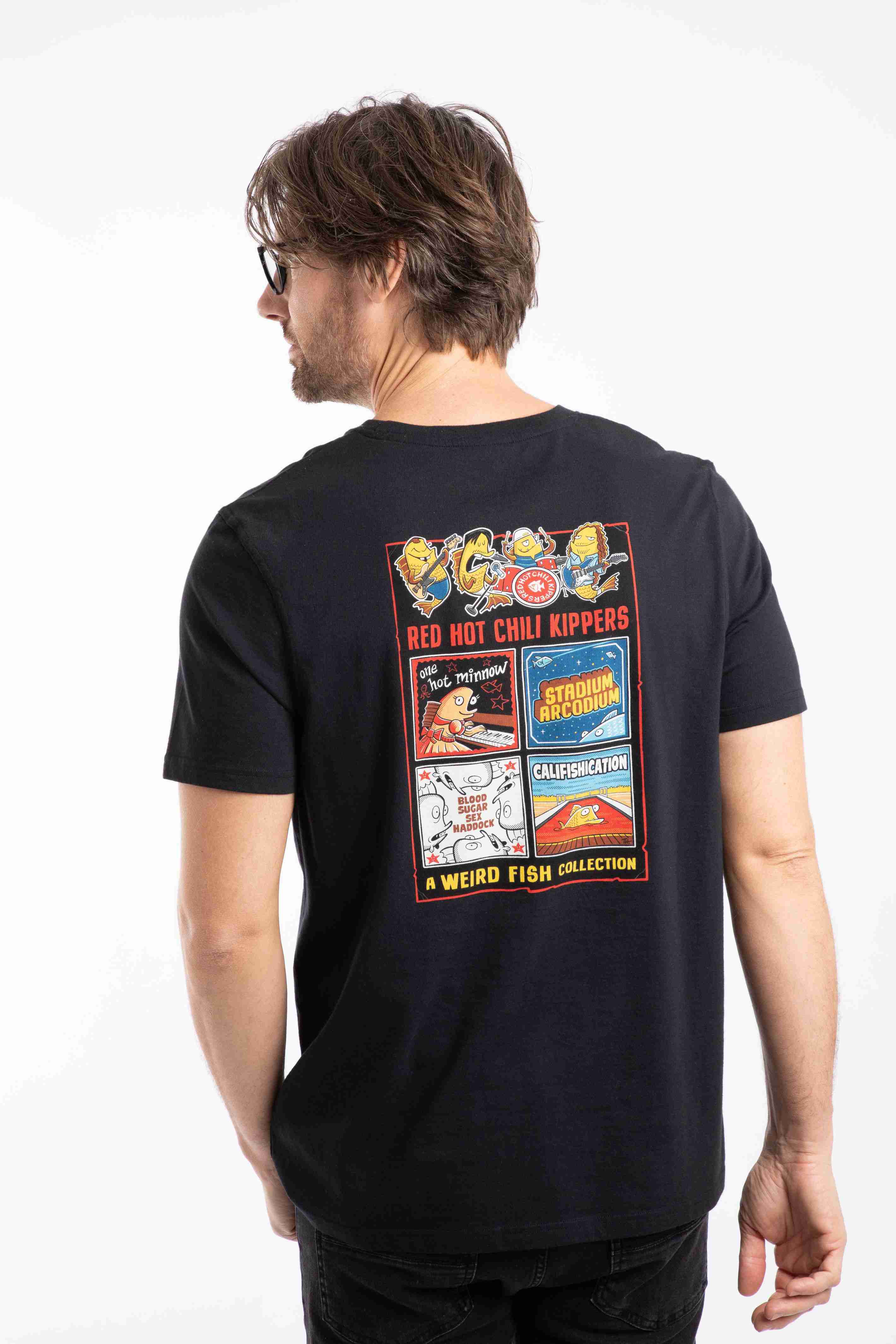 Chili Kippers Back Print Artist T-Shirt Black