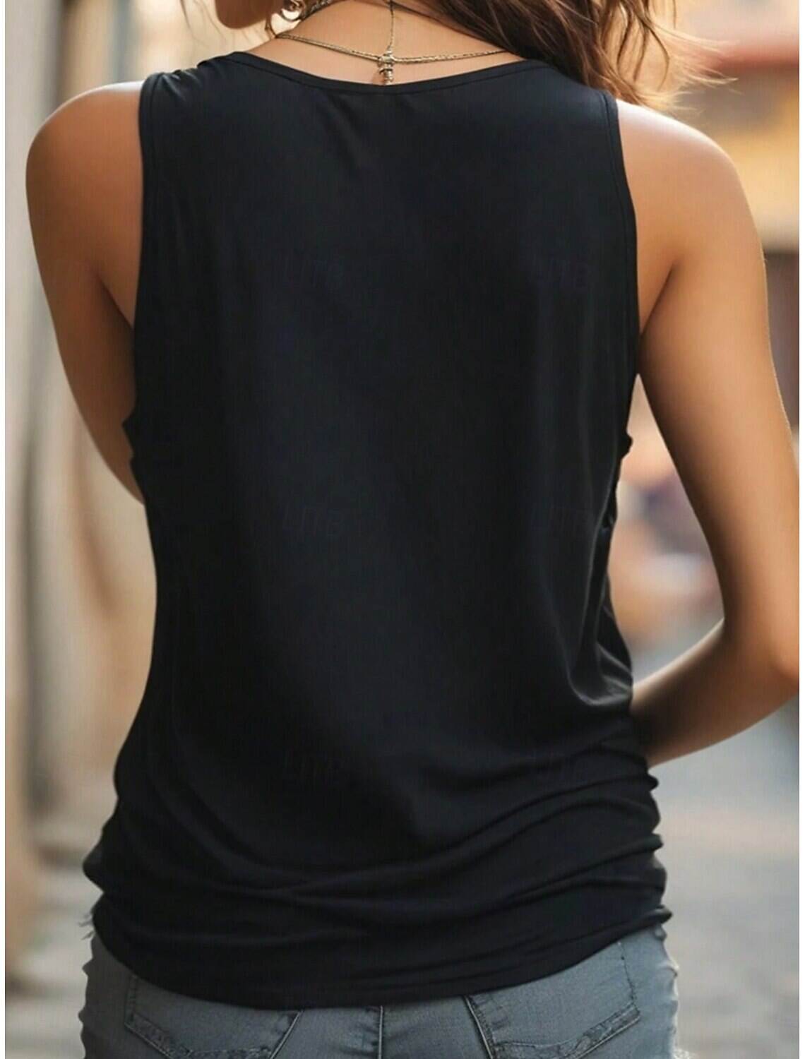 Women's Tank Top Fashion Heart Regular Tops Sleeveless Crew Neck Print Regular Fit Daily Summer