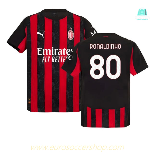 2025-2026 AC Milan Authentic Home Shirt (Ronaldinho 80)