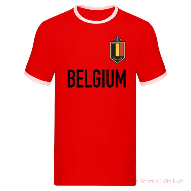 Belgium Logo & Text Ringer Tee (Red)