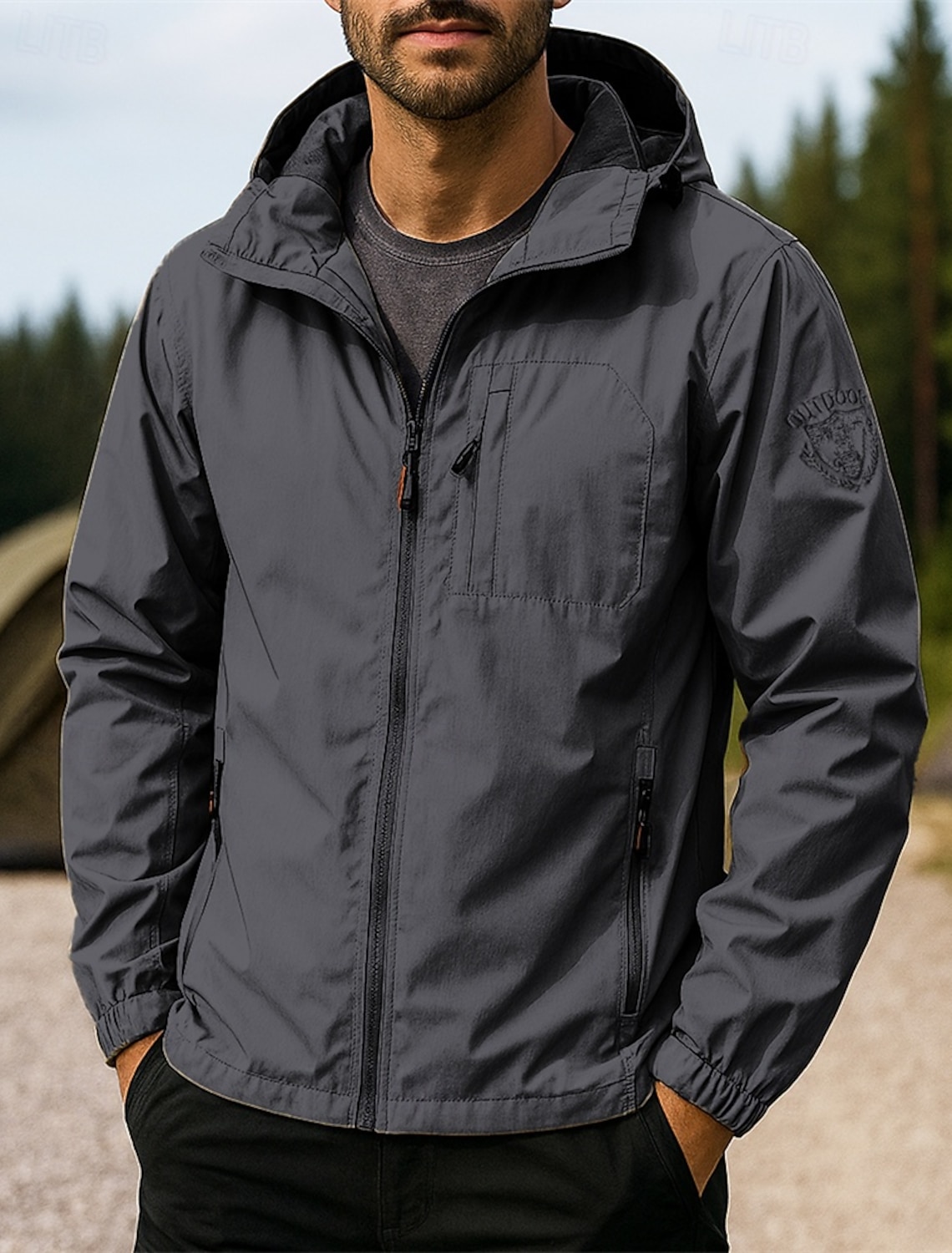 Men's Outdoor Jacket Hiking Jacket Sport Jacket Outdoor Waterproof Windproof Quick Dry Lightweight Hiking Outfits Hiking Clothes Spring Autumn / Fall Jacket Tennis Golf Running Solid Color Black Army