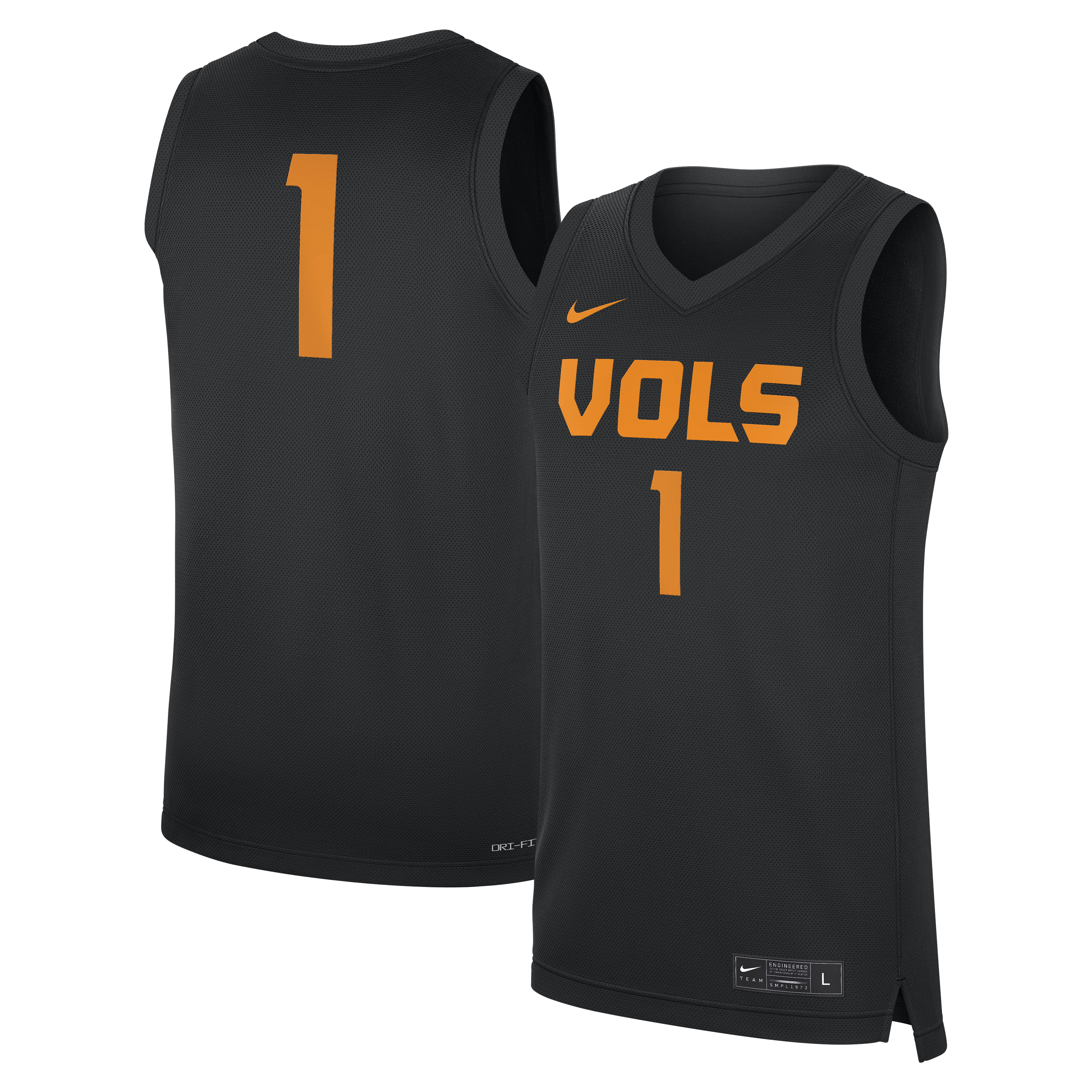[NJP] Youth Tennessee Volunteers #1 Replica Basketball Jersey - Black