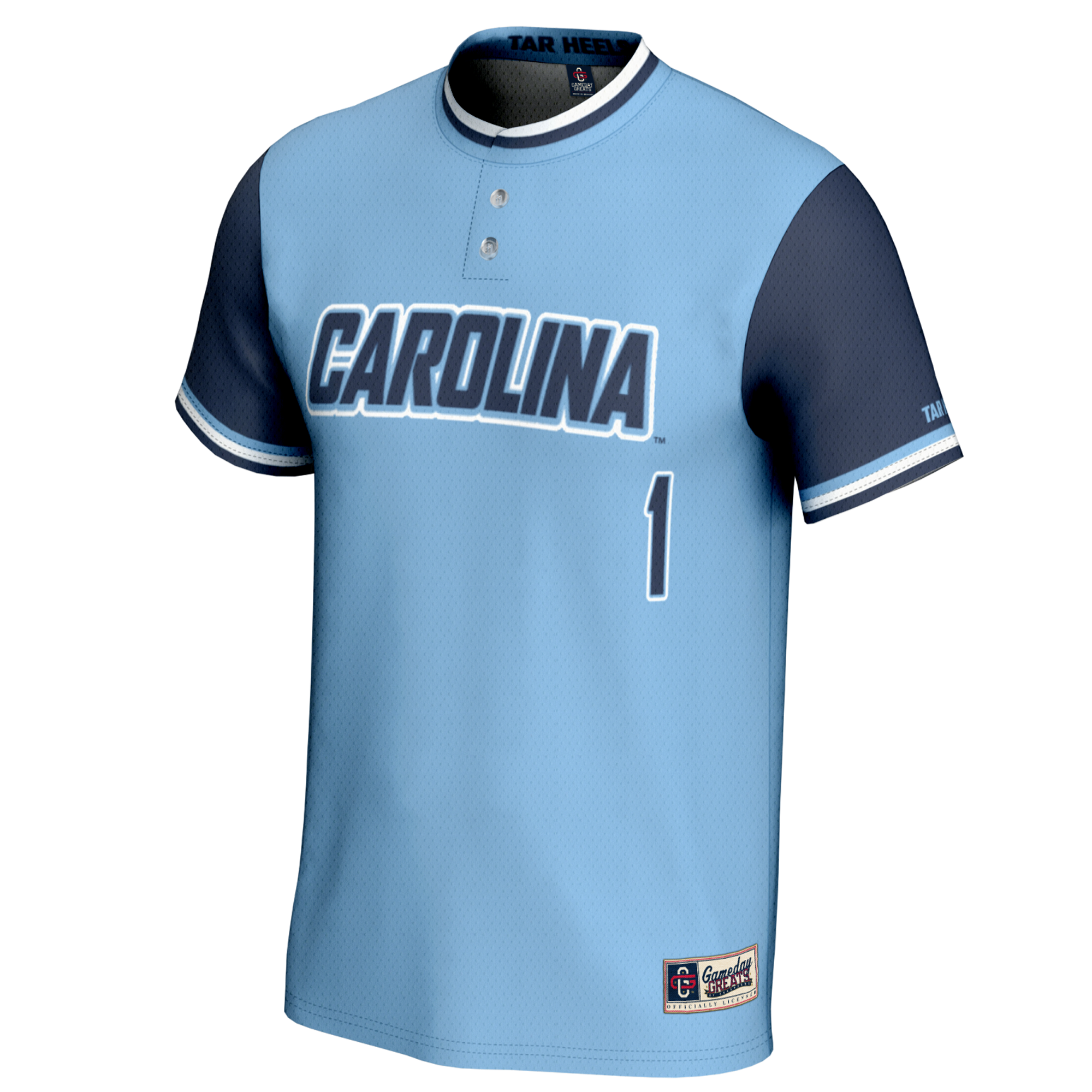 [DDG] North Carolina Tar Heels GameDay Greats Unisex Lightweight Softball Jersey - Carolina Blue