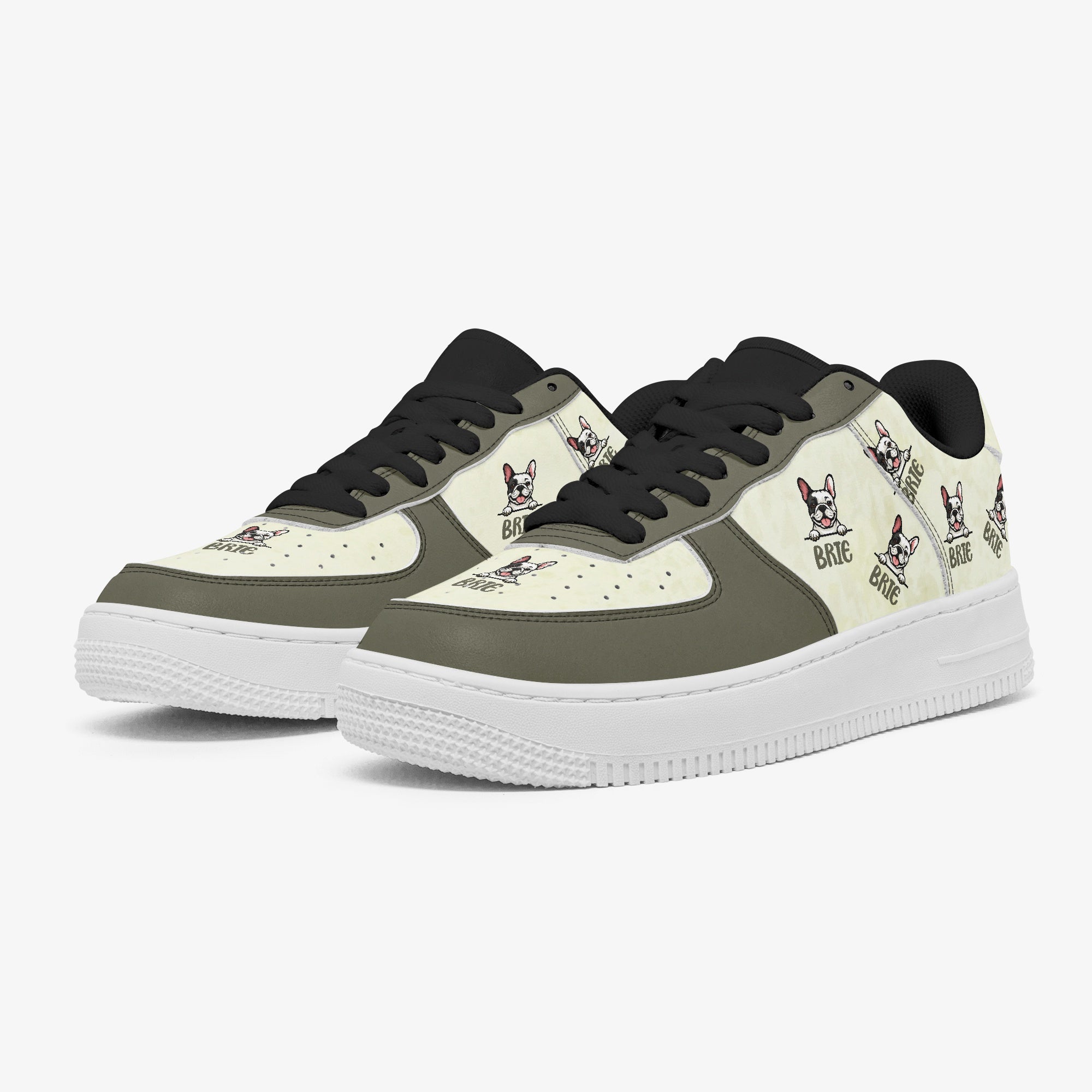 French Bulldog Brie Personalized Low Top Leather Sneakers Cozy Paw Wear