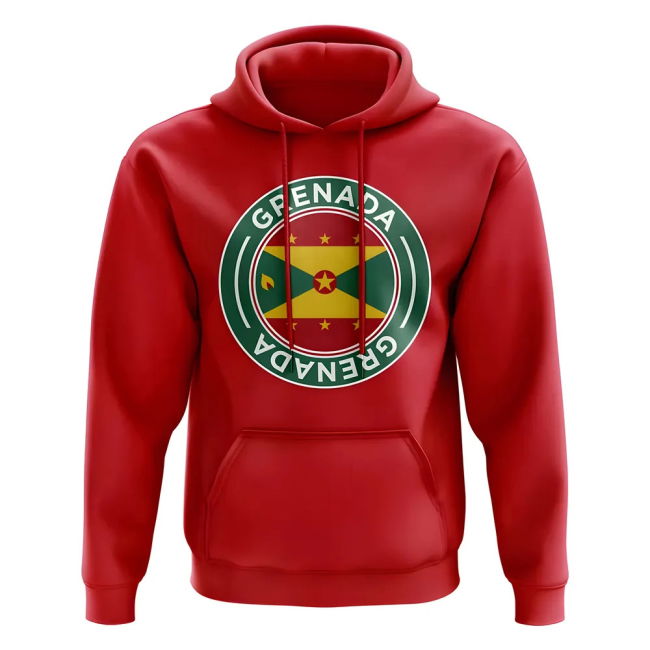 Exclusive-Design Climate-Control Grenada Football Badge Hoodie (Red)