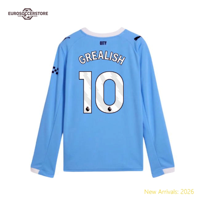 Breathable Man City Kids Grealish Jersey 2025-2026 Quick-dry