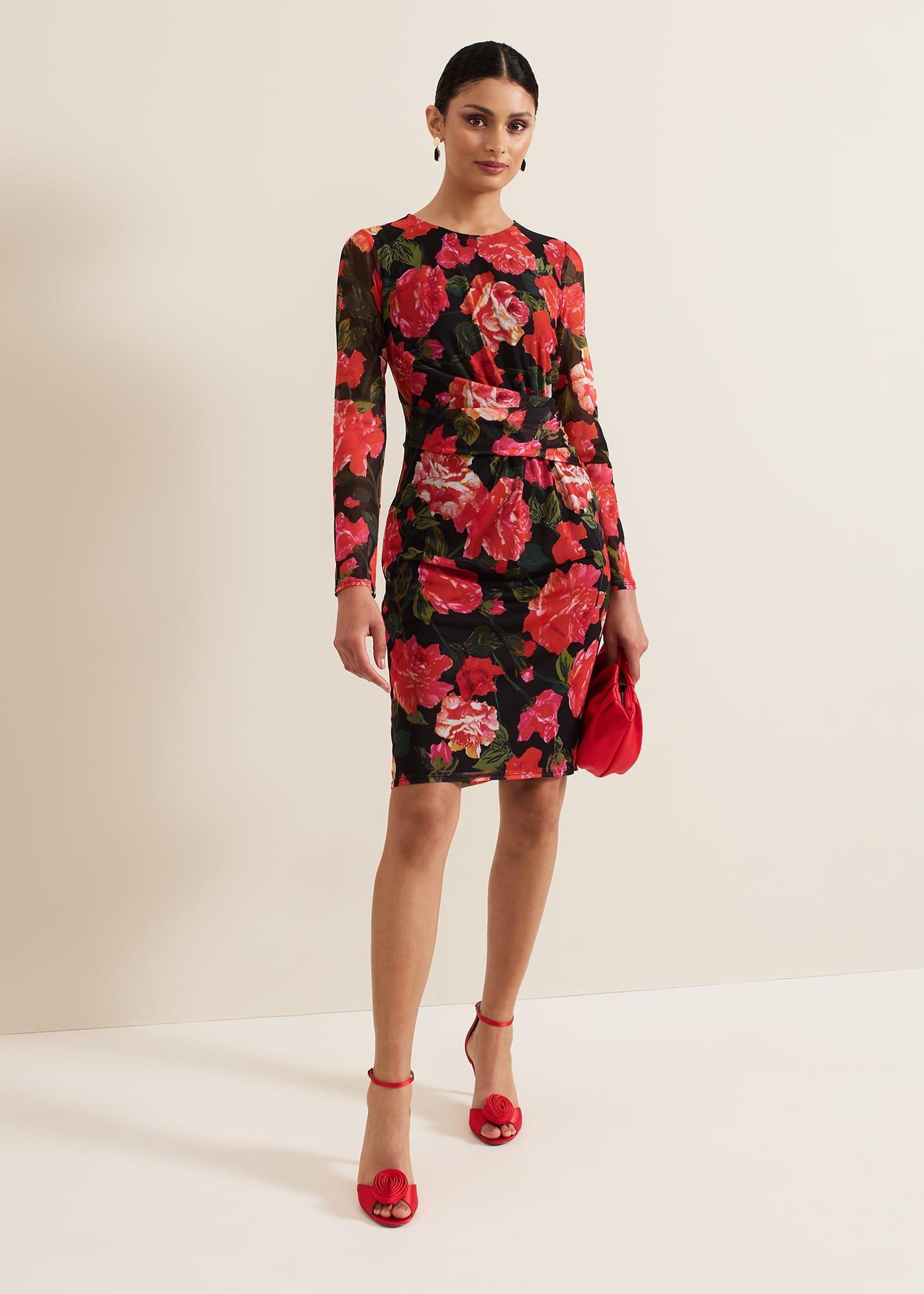 Roshni Mesh Floral Midi Dress