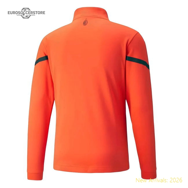 2021-2022 AC Milan Pre-Match Half Zip Top (Red)