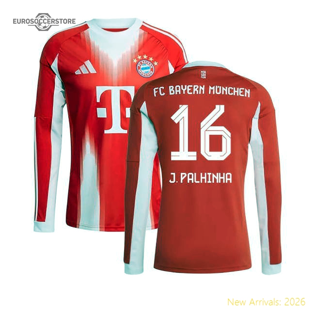 Top-Quality 2025-2026 Bayern Munich Long Sleeve Home Shirt (J. Palhinha