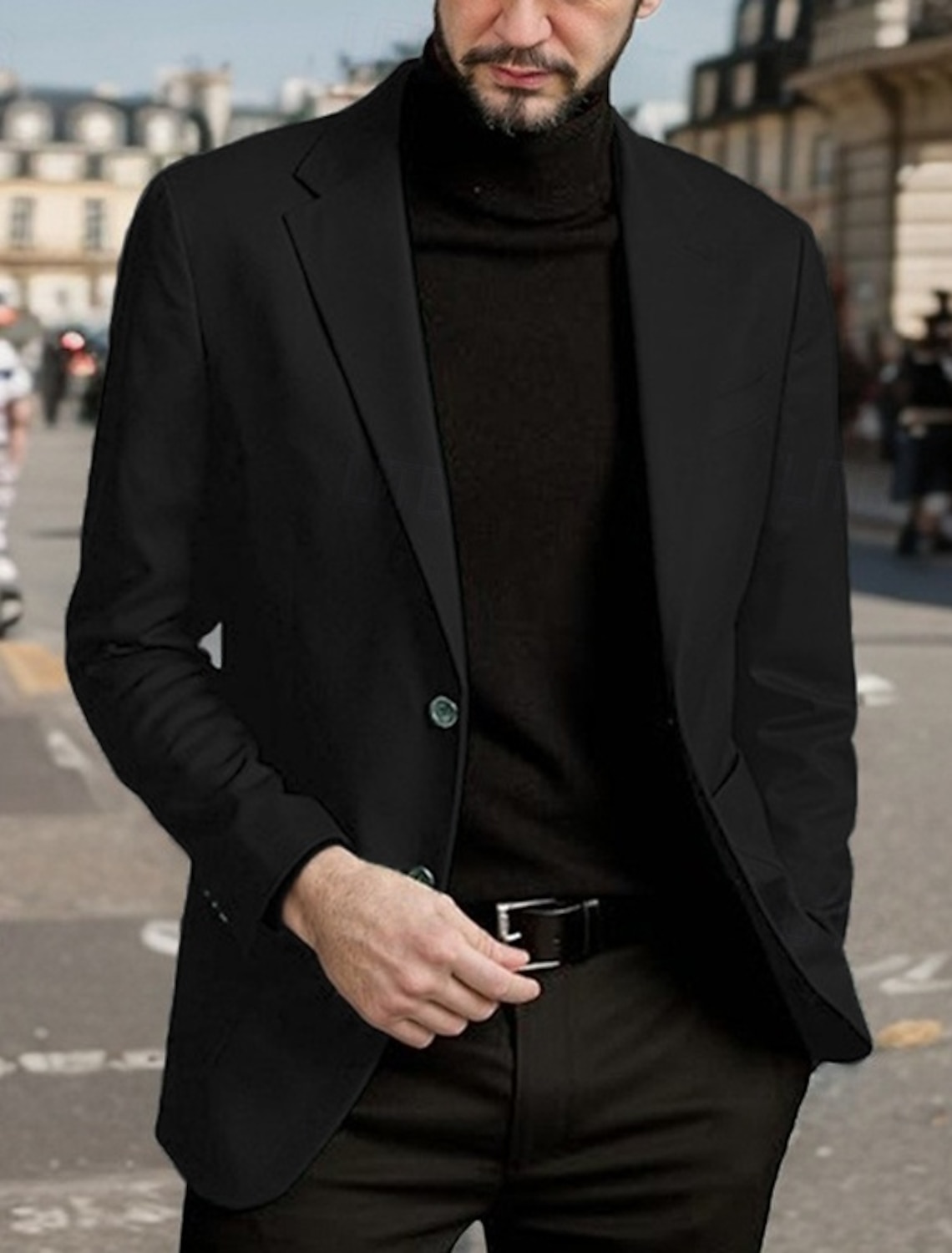Men's Blazer Business Cocktail Party Wedding Party Fashion Casual Spring Fall Polyester Plain Pocket Buttons Comfortable Single Breasted Blazer Black Red Blue Purple