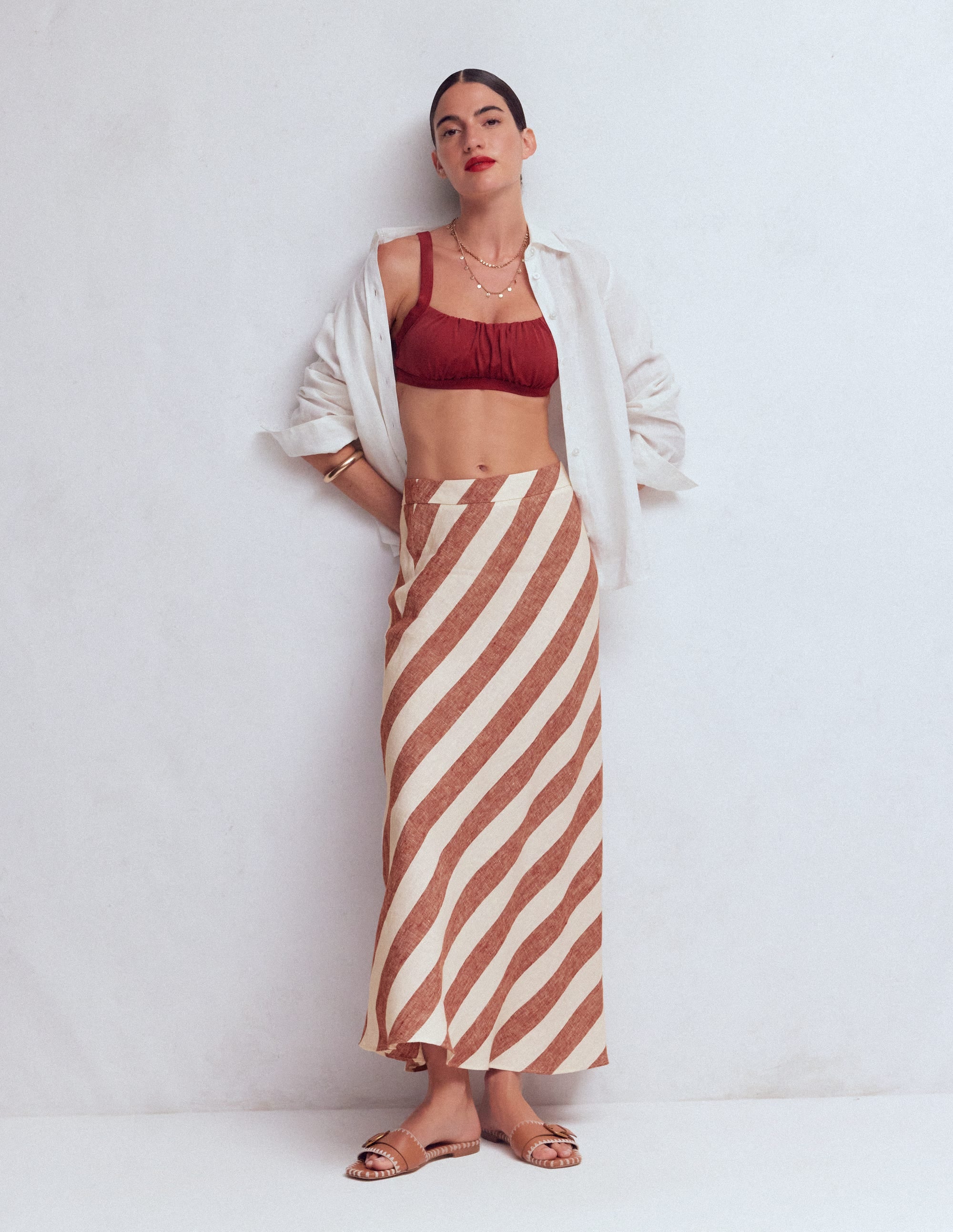 Bias Cut Linen Slip Skirt