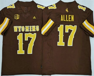 Men's WYO CSU Josh Allen #17 authentic Brown 2024 stitched Jersey