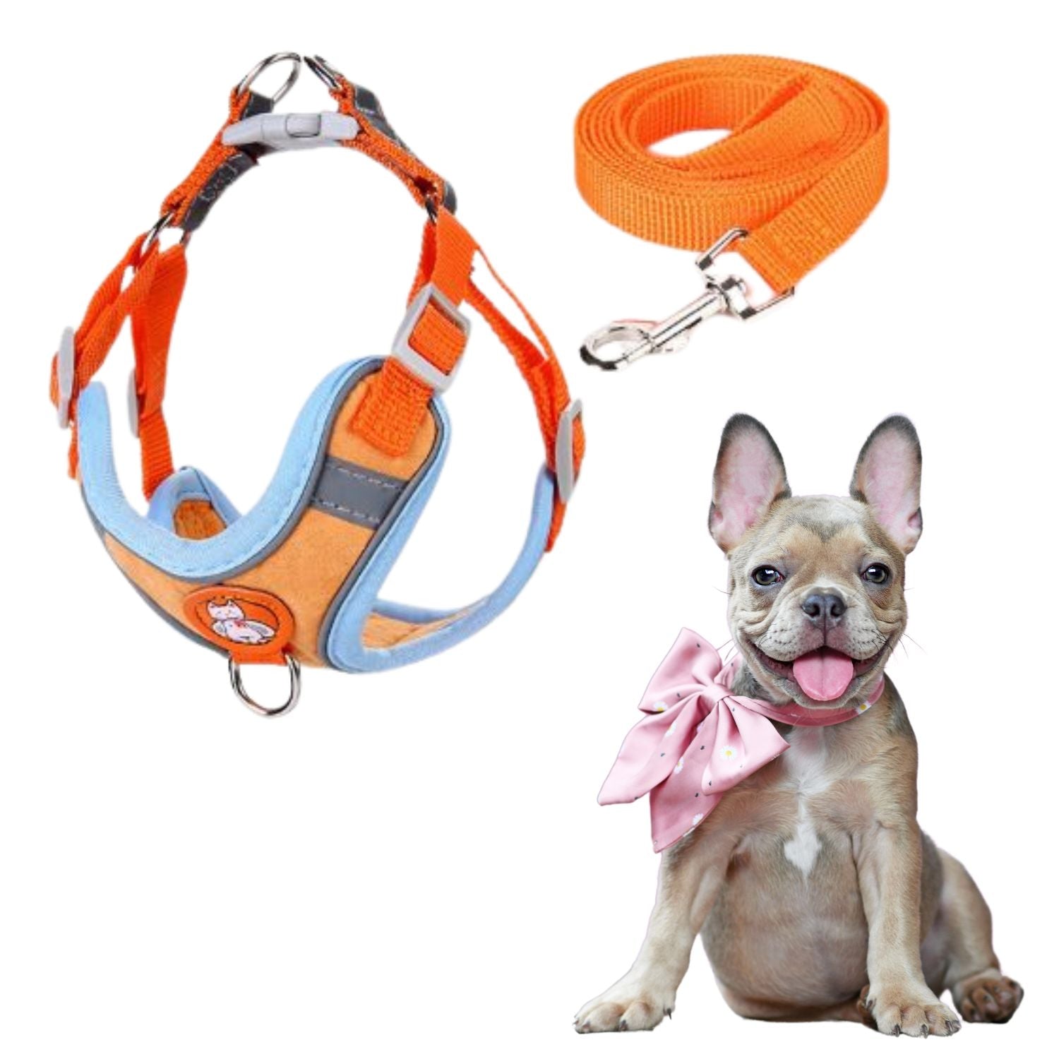 French Bulldog French Bulldog Harness Leash Set – Adjustable Soft Vest