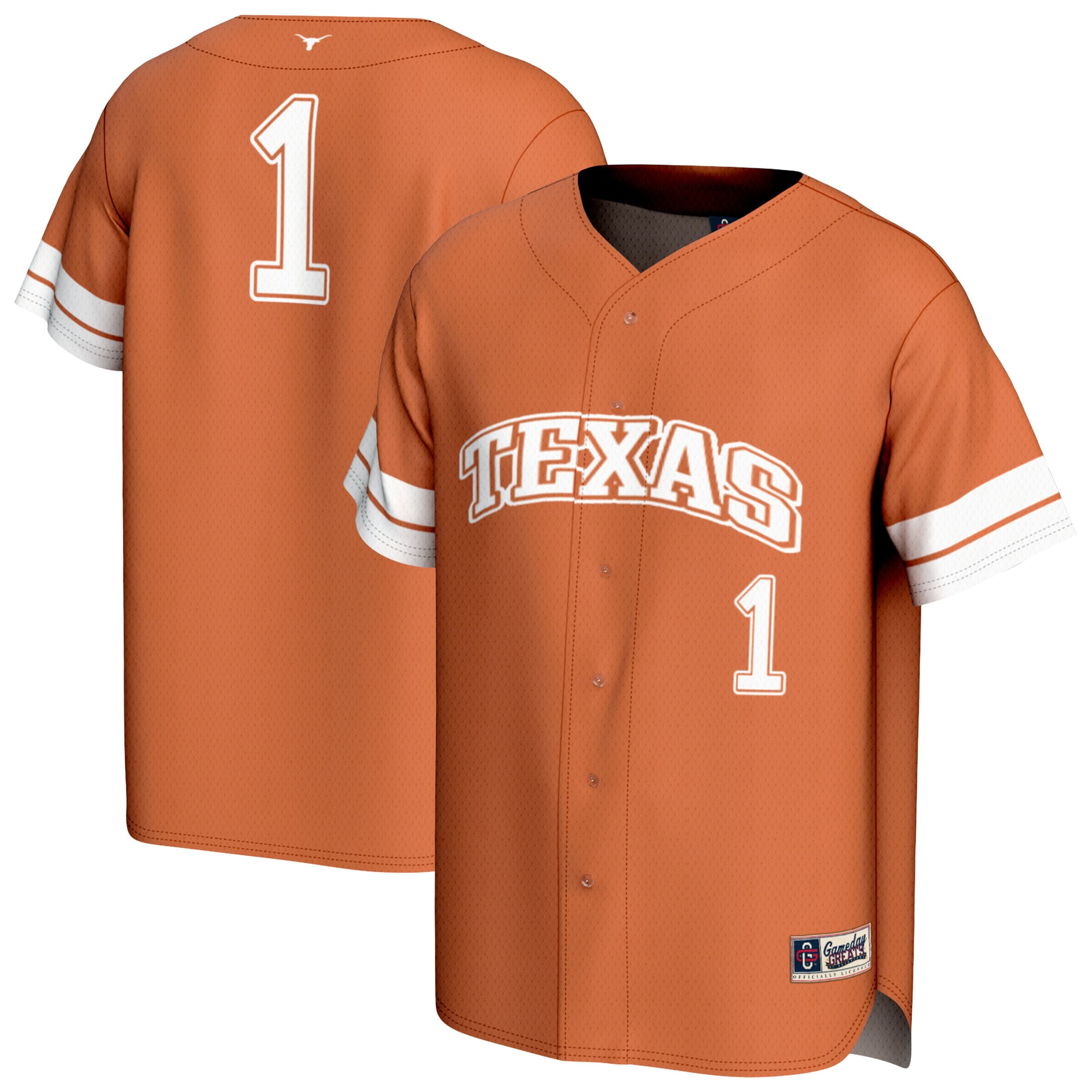 [NJP] Texas Longhorns GameDay Greats Youth Collegiate Baseball Fashion Jersey - Texas Orange