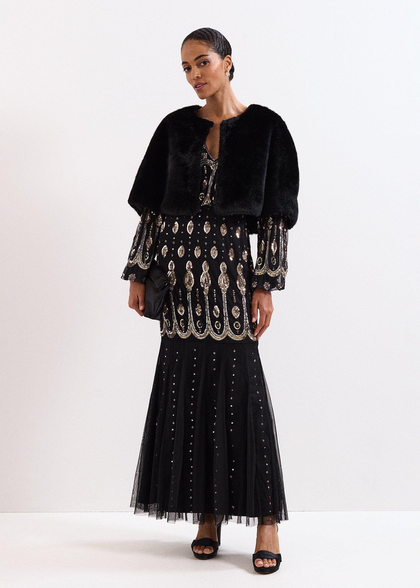 Sasha Black Beaded Maxi Dress