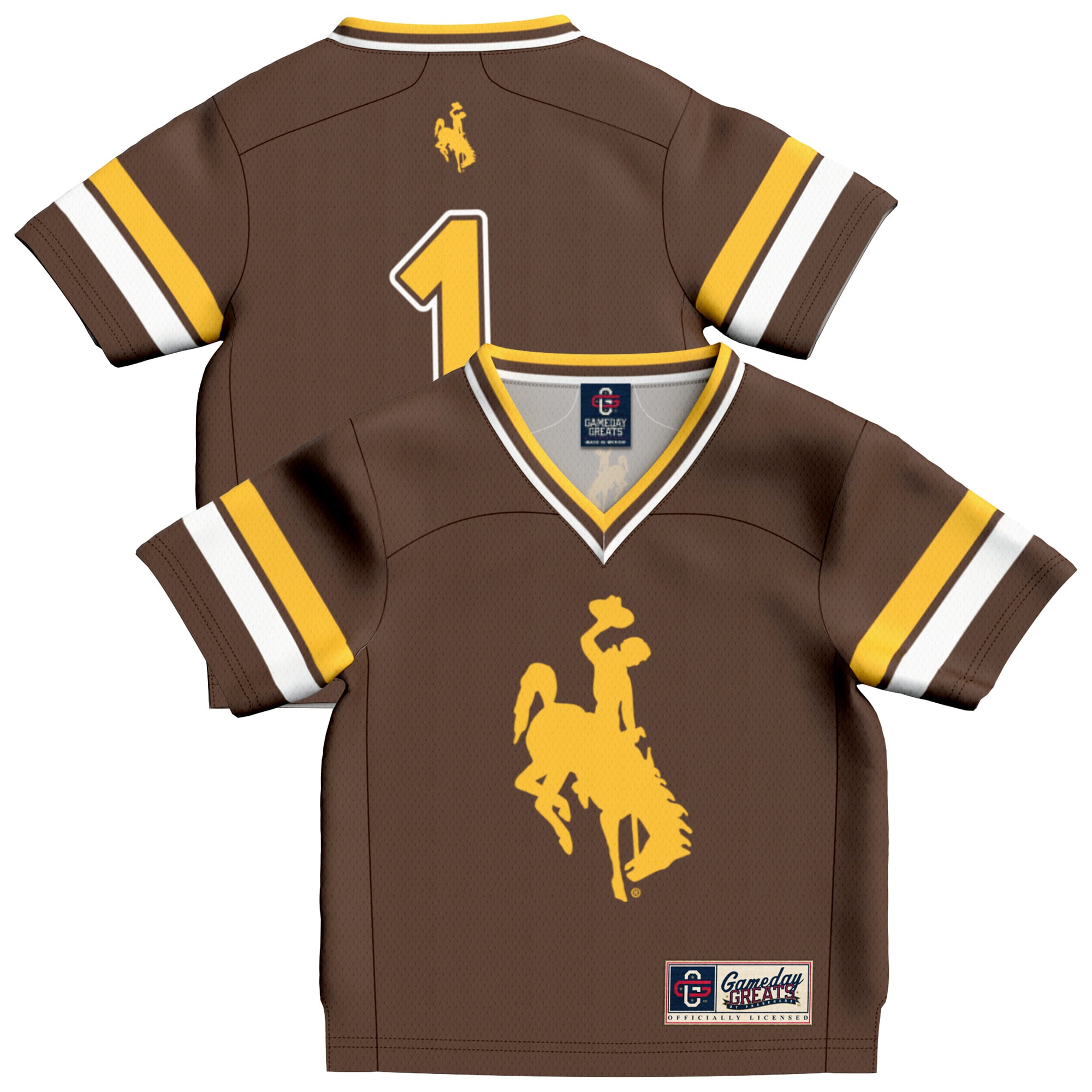 #1 Wyoming Cowboys GameDay Greats Toddler Lightweight Collegiate Football Fashion 2026/2027 Football Jersey - Brown