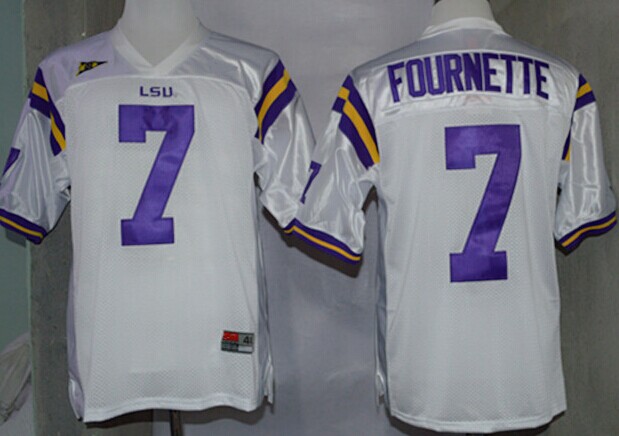 college football Men's LSU LA Tigers Leonard Fournette #7 White 2024