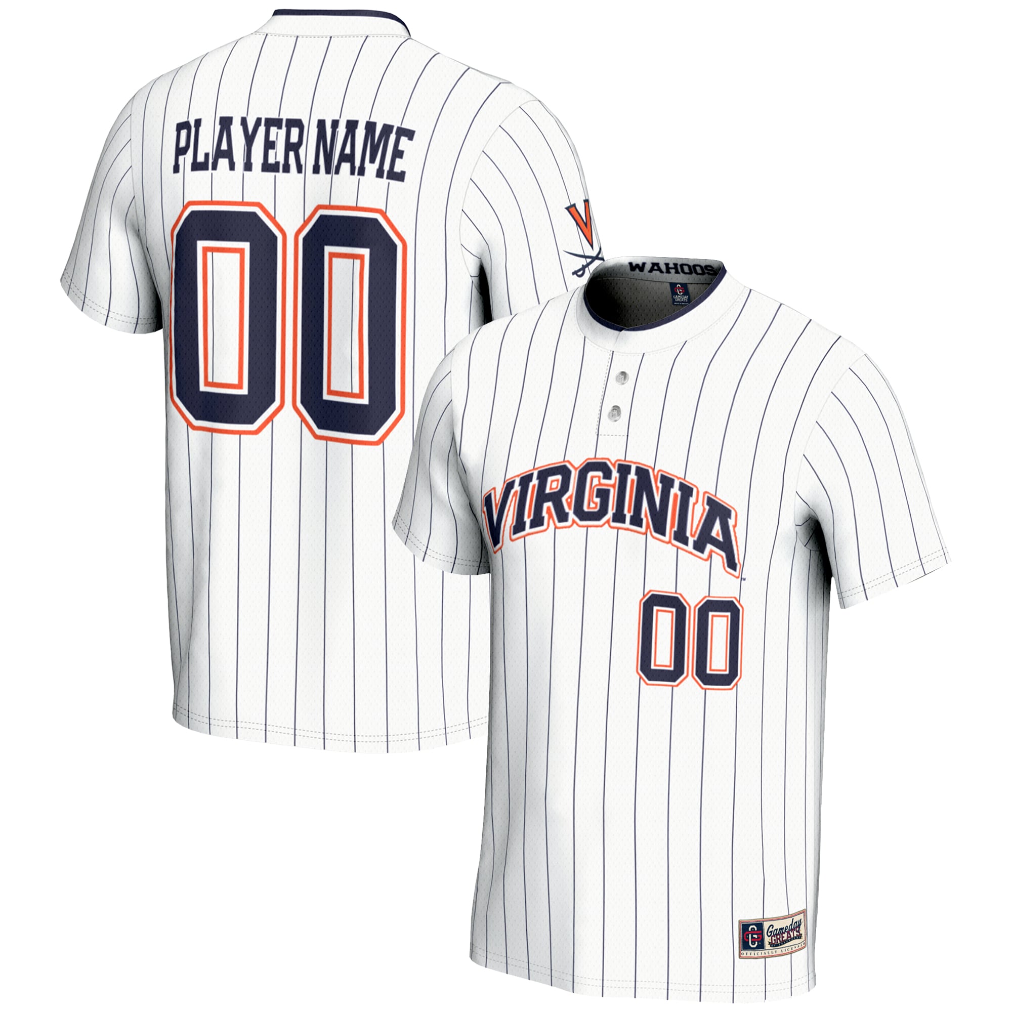 [NJP] Virginia Cavaliers GameDay Greats Unisex NIL Pick-A-Player Lightweight Softball Jersey - White