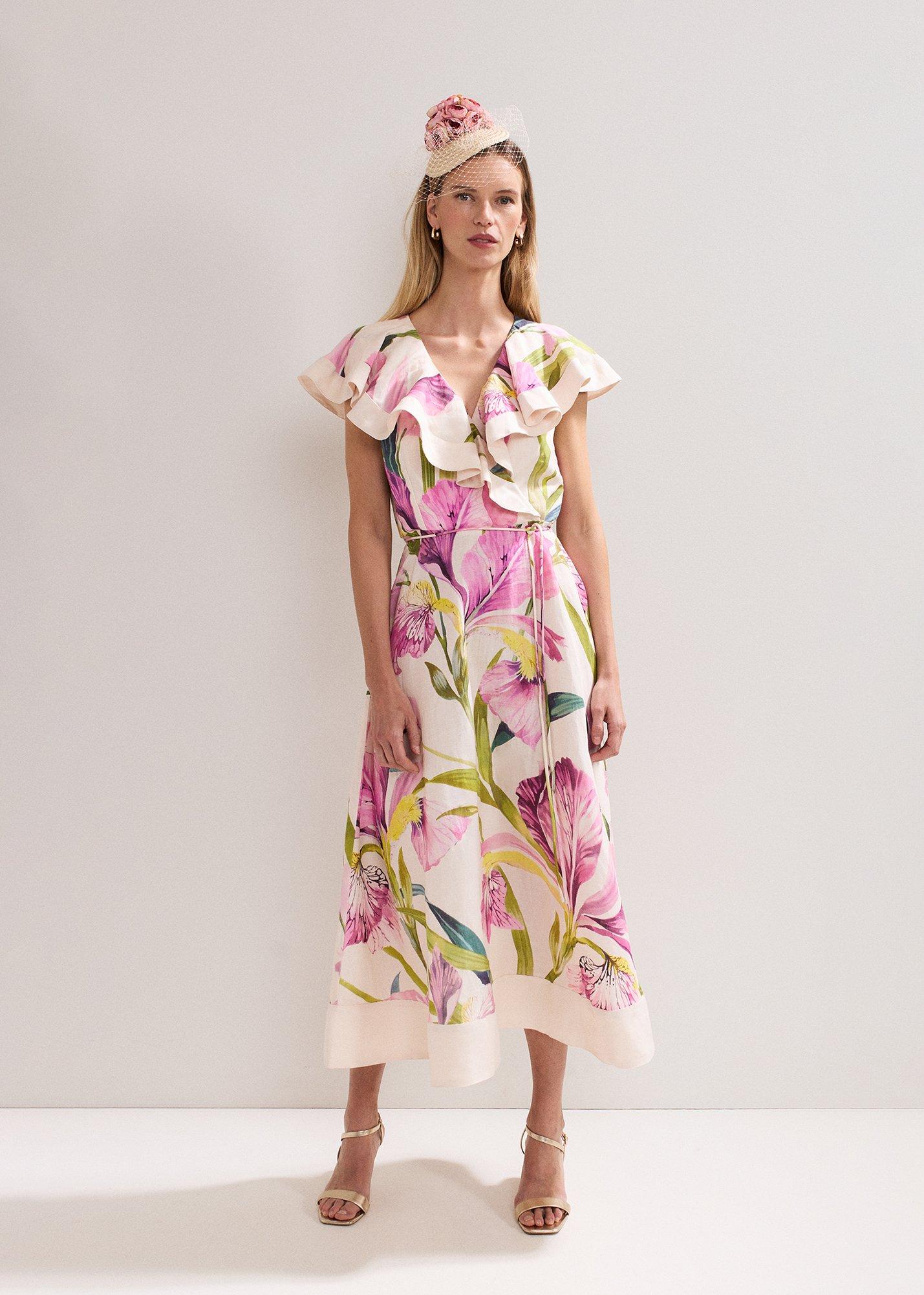 Matilda Floral Linen Ruffle Dress