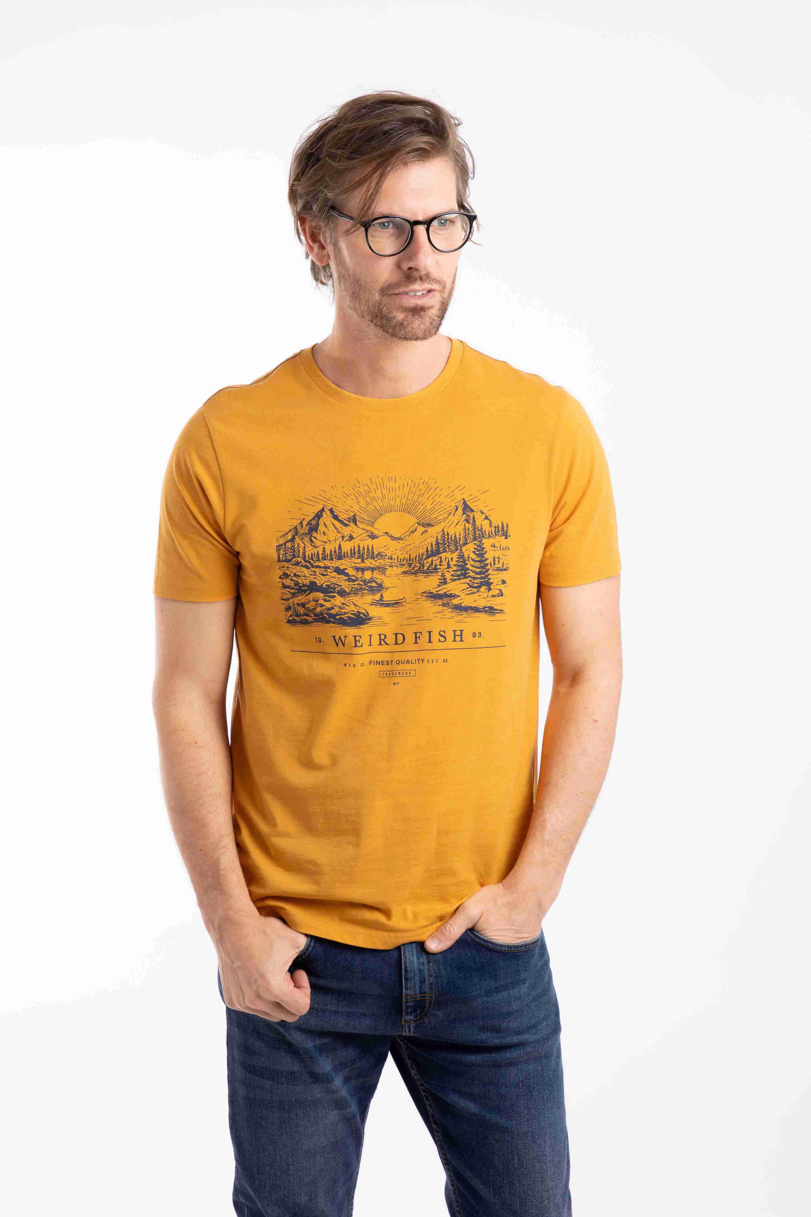 Sunrise Front Print Graphic T-Shirt Mustard