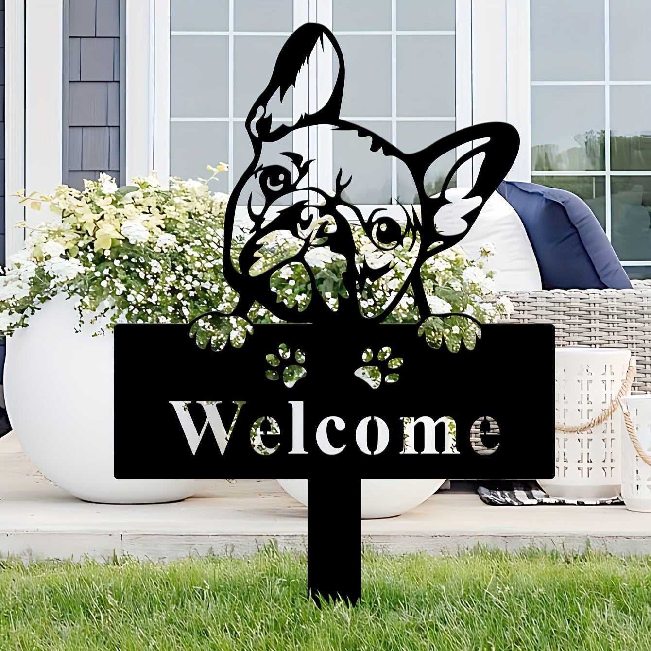 French Bulldog French Bulldog Welcome Metal Sign Adorable Frenchie