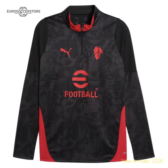 Trending 2025-2026 Ac Milan Training 1/4 Zip Top (Black)