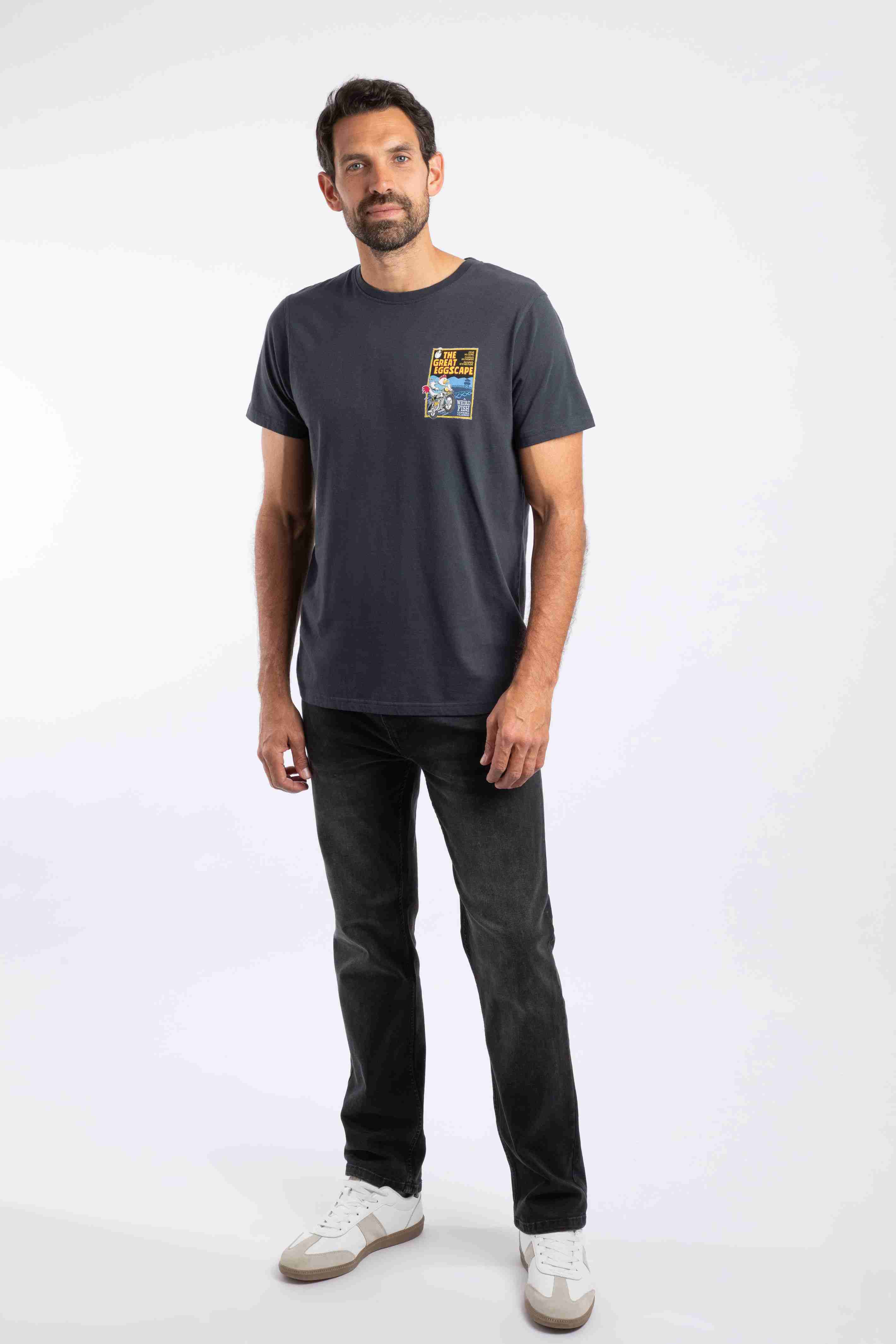 The Great Eggscape Back Print Artist T-Shirt Navy