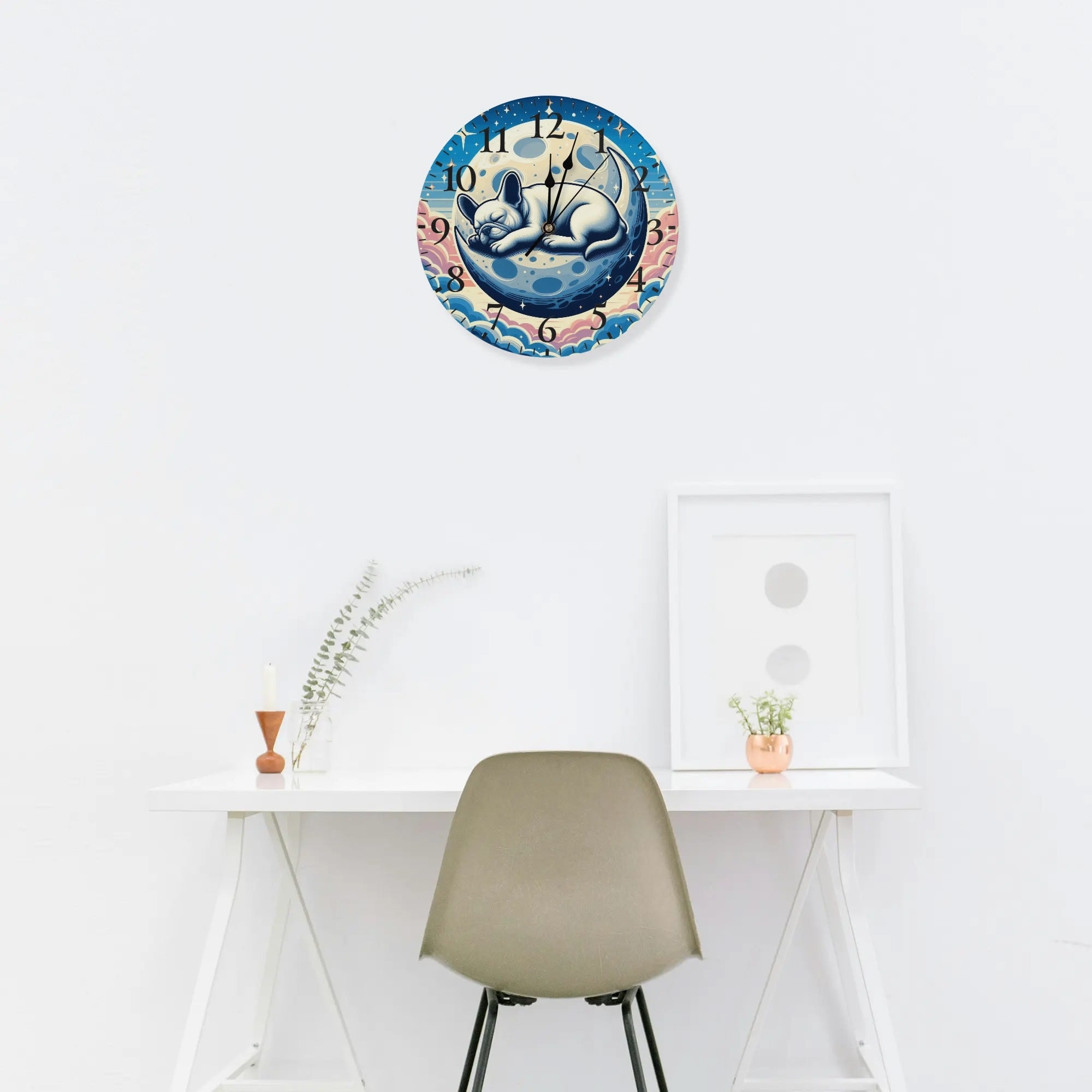 Vet-recommended Frameless Wall Clock For Frenchie Pups | Breed-optimized