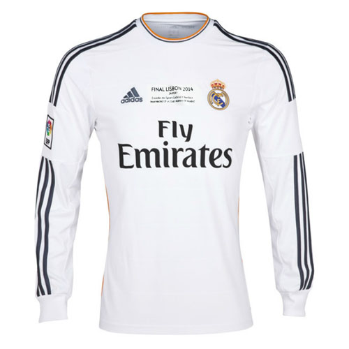 13-14 Real Madrid Home Long Sleeve Retro Jersey Shirt - Official