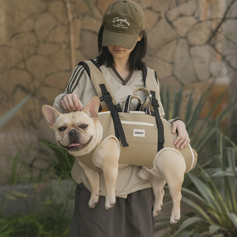 Frenchie Backpack Carrier – Soft Hands-free Dog Backpack Paw Protection