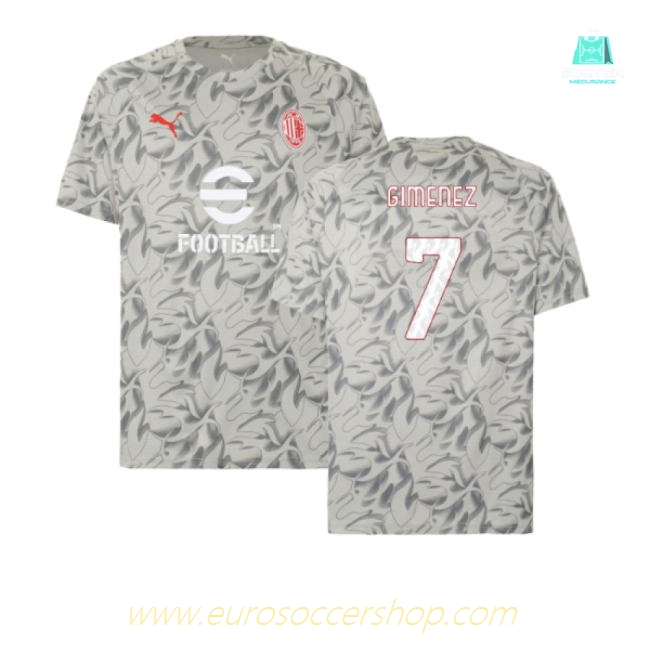 2025-2026 AC Milan Warm Up Jersey (Smokey Gray) (Gimenez 7)