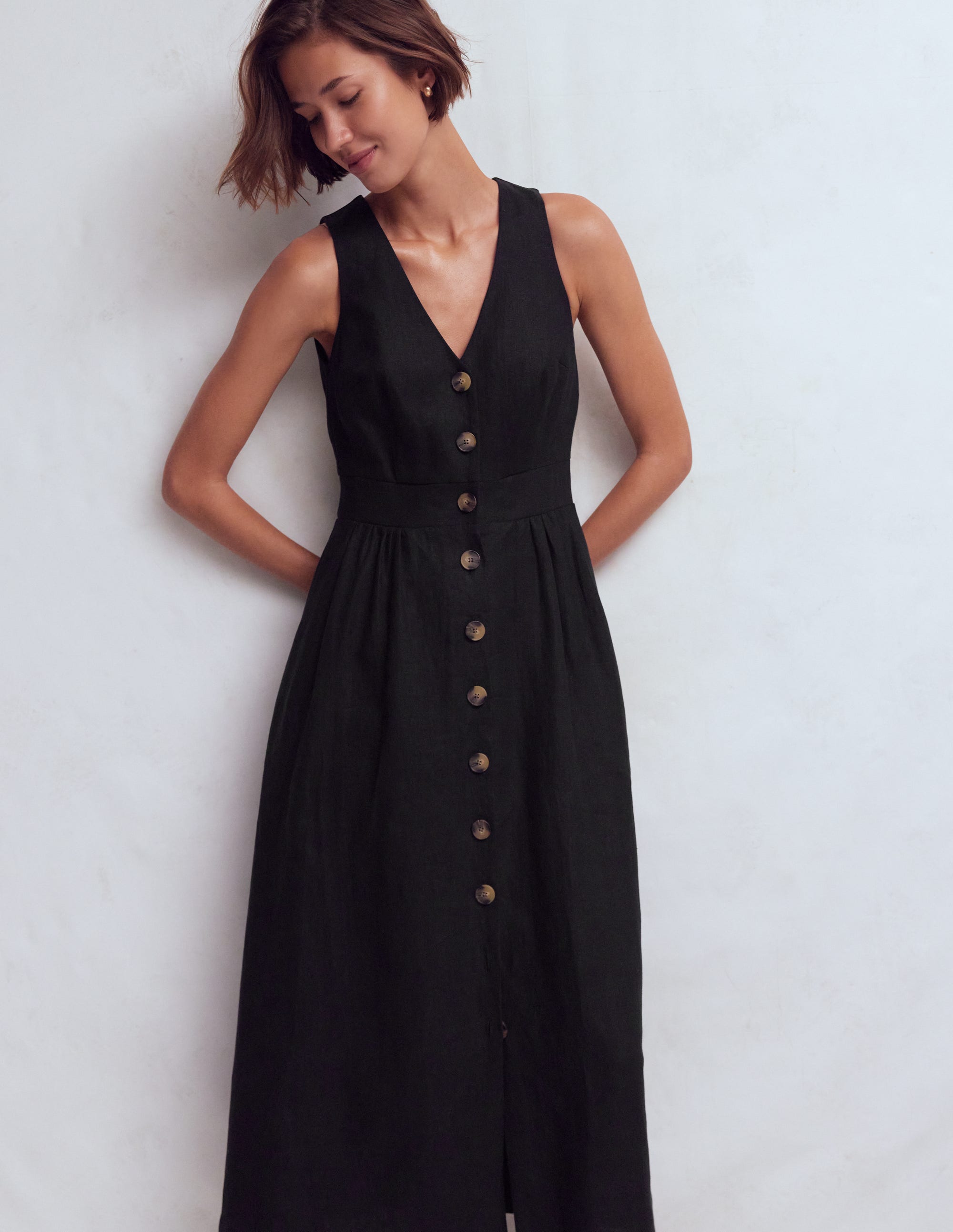 Catherine Button Linen Dress
