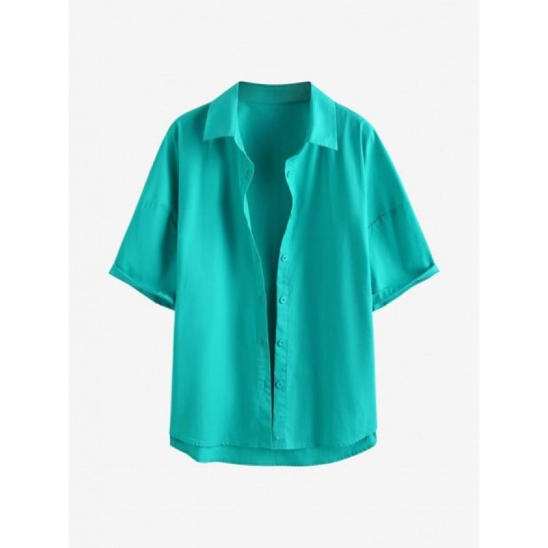 Drop Shoulder Button Up Shirt ND5054